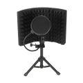 Microphone Isolation Shield with HighDensity SoundAbsorbing Sponge, 3Panel Foldable Windshield Mini Soundproof ?with Tripod Pop Filter and Microphone Sd for Studio Recording. 