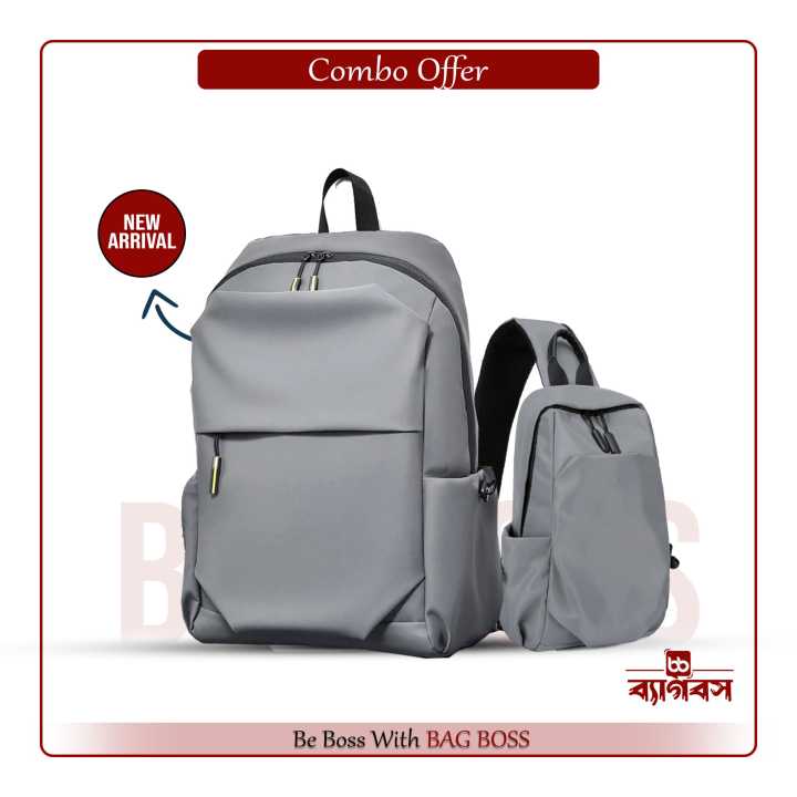 2p Combo Offer New Laptop Backpack Waterproof leather Bag