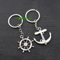 Metal Anchor Rudder Pair Keyring Couple Key Ring Keychain Key Holder.