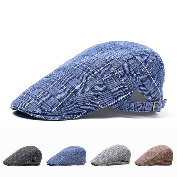 Hat%20Men's%20Spring%20and%20Summer%20Korean%20Style%20Fashion%20Style%20Peaked%20Cap%20Advance%20Hats%20Plaid%20Baseball%20Cap%20Sun%20Hat%20Beret%20Sun%20Hat%20-%20Image%203