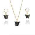 Women Luxury Watch Ring Necklace Earrings Rhinestone Butterfly Fashion Wristwatch Female Casual Ladies Watches Set Clock.