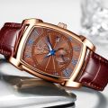 Men Watches Top Brand Luxury CHENXI Tonneau Quartz Watch Men's Leather Waterproof 30M Watches Business Fashion Date Male Clock.
