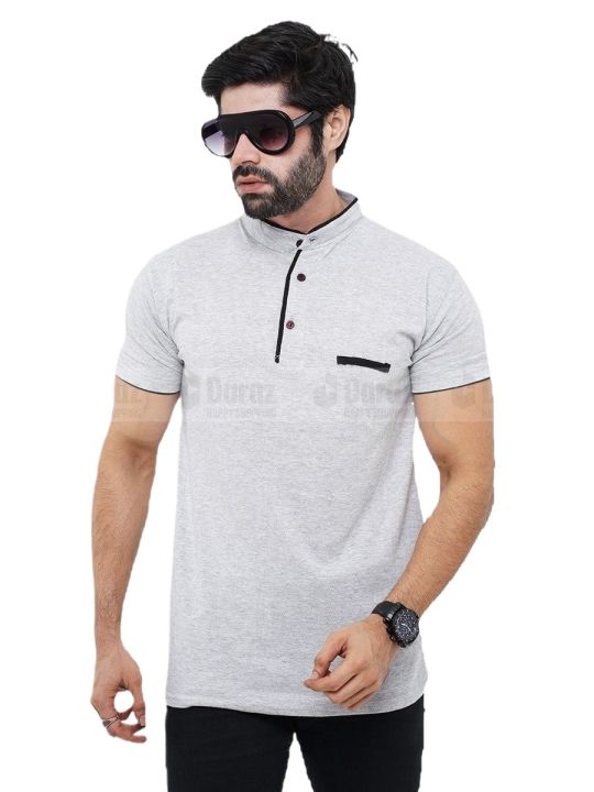 GREY COLOUR COTTON SHORT SLEEVE CASUAL T-SHART FOR MEN.