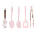 Mini kitchenware set of 5 pieces, integrated silicone scraper, food clip, egg beater, baking tool. 