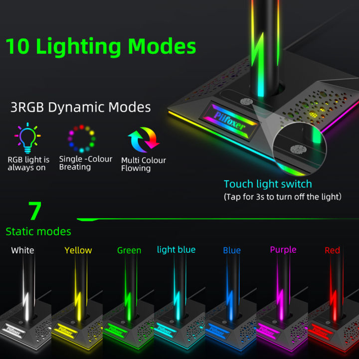 Rgb%20Lights%20Headphone%20Stand%202%20Usb%20Ports%2010%20Lighting%20Modes%20Headphone%20Holder%20For%20All%20Headsets%20Gamers%20Gaming%20Pc%20Accessories%20-%20Image%203
