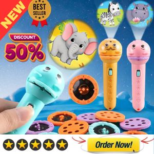 Mini Projector Torch Kids Flashlight Story Book Educational Light-up Toys Sleep Light Preschool Fairy Tale Projection Lamp Gifts - Baby Toys