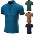 Top Shirt Men Short Sleeve Turn Down Collar Summer Golf Tennis T-Color Block Top.