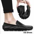 Chinese Black Artificial Leather Loafer Shoes for Men. 