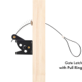2 Pack Self Locking Gate Latch for Wooden Fence Heavy Duty,with Steel Spring Cable Pull String Gate Hardware Gate Lock. 