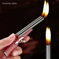 New Creative Double Flame Metal Mini Gun Shape Lighter Refillable Butane Gas Lighter Cool Gadget Candle Lighter Men's Gift. 