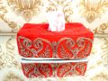 Tissue Box Holder/Cover Made By Pakistani Velvet Measurement Length 9.5 Inch Wide 5 Inch-Multicolored.