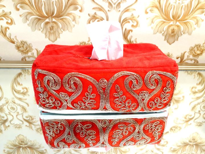 Tissue%20Box%20Holder/Cover%20Made%20By%20Pakistani%20Velvet%20Measurement%20Length%209.5%20Inch%20Wide%205%20Inch-Multicolored%20-%20Image%204