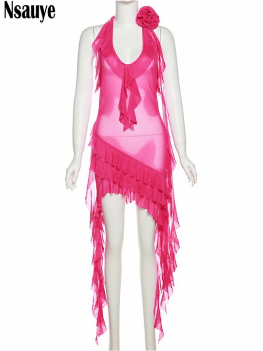 Nsauye%20Summer%20Fashion%20Halter%20Club%20Backless%20Women%20Mini%20Mesh%20Dress%20Y2K%20Bodycon%20See%20Through%20Party%20Black%20Wrap%20Dress%20Outfits%20-%20Image%207