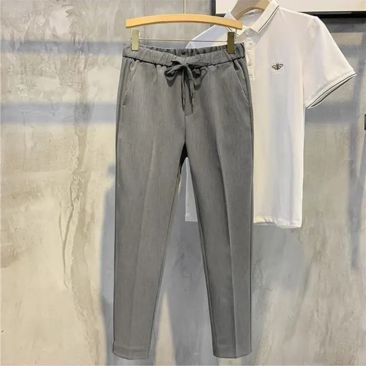 Spring%20and%20Autumn%20Elastic%20Waist%20Suit%20Pants%20Men's%20High-Grade%20PantsinsNon-Ironing%20Suit%20Pants%20Men's%20Draping%20Effect%20Cropped%20Pants%20Men%20-%20Image%207