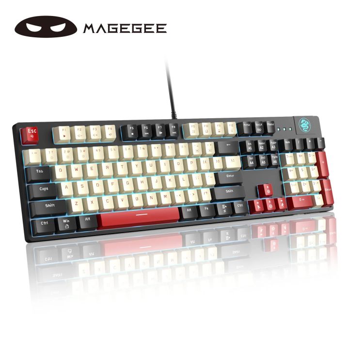 MageGee Mechanical Gaming Keyboard MK-Armor LED Rainbow Backlit and Wired USB 104 Keys Keyboard with Red Switches,
