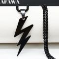New Black  Stainless Steel  Lightning Bolts Necklace Chain For Men. 