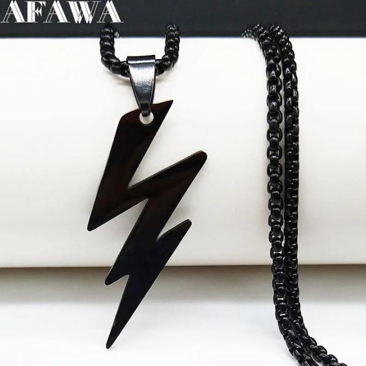 New%20Black%20%20Stainless%20Steel%20%20Lightning%20Bolts%20Necklace%20Chain%20For%20Men%20-%20Image%202