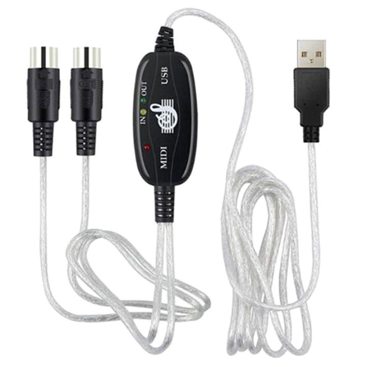 USB IN-OUT MIDI Interface Cable Converter to PC Music Keyboard Adapter Cord Demoo