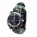 OIMG Mens Survival Watch Outdoor Tactical Watch With Paracord Compass Thermometer Fire Starter Whistle Scraper. 