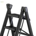 Folding Ladder Space Saving Non Slip Thickened Portable Black Sturdy Stepladder for Three layers.