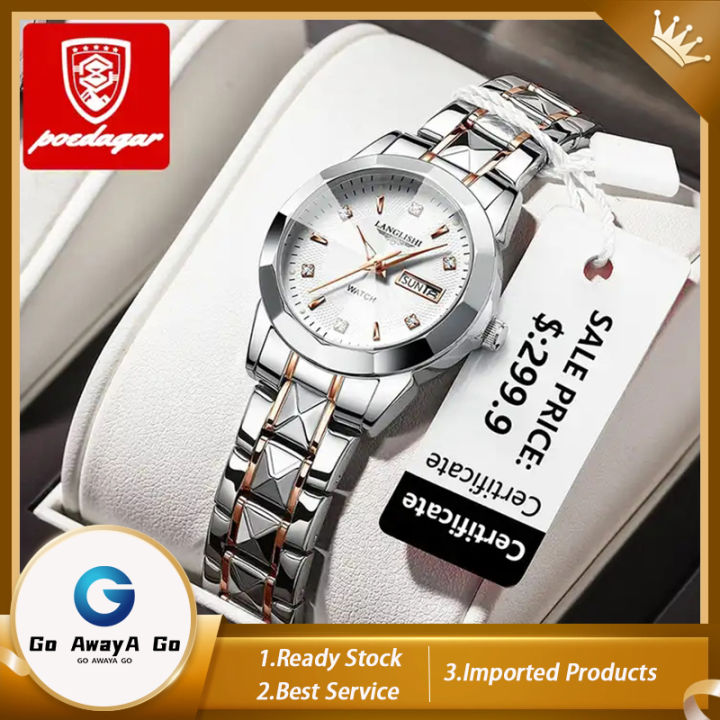 Go AwayA Go LANGLISHI Fashion Women's Watch Luxury Top Brand Women Watch Calendar Luminous Stainless Steel Strap Watches For Women Quartz Wristwatches Ladies Clock Gifts