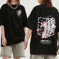 Anime Attack on Titan T-Shirt Ackerman Mikasa Eren Jaeger Cherry Blossom Graphics Logo T Shirt Clothes Men's Cotton T Shirts Dislikelike.