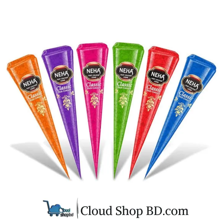 Neha Fast Colour Cone Mehedi colours 6pis | Daraz.com.bd