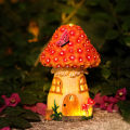 GC Outdoor Solar Lights, Mushroom Sculpture, Waterproof Resin Fairy House Night Lights For Gardens, Balconies, Home Decoration, Unique Housewarming Gift. 