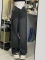 Large Size Straight Jeans for Fat Girls Spring and Autumn New American StylevibeFenggao Street Slimming and Wide Leg Mop Pants. 