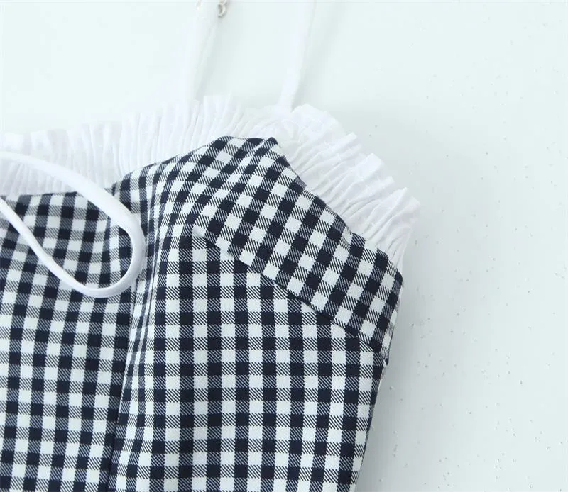 Dresses Summer Women's 2024 New Fashion Plaid Tube Top Sling Mini