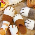 Shevalues Indoor Warm Plush Slippers For Women Men Cute Cat Paw Designe House Fur Slippers Mute Flats Slides Indoor Fluffy Shoes. 
