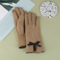 Women's Winter Gloves Plus Velvet Thicken Warm Touchscreen Gloves Cashmere Rabbit Fur Wrist Windproof Cycling Driving Mittens-Cola Kids.