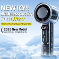 Mini Fan 100 Wind Speeds Adjustable Portable Ice Hand Fan 3000mAh Battery Type-C Charging 10m/s Wind Electric Air Duster.
