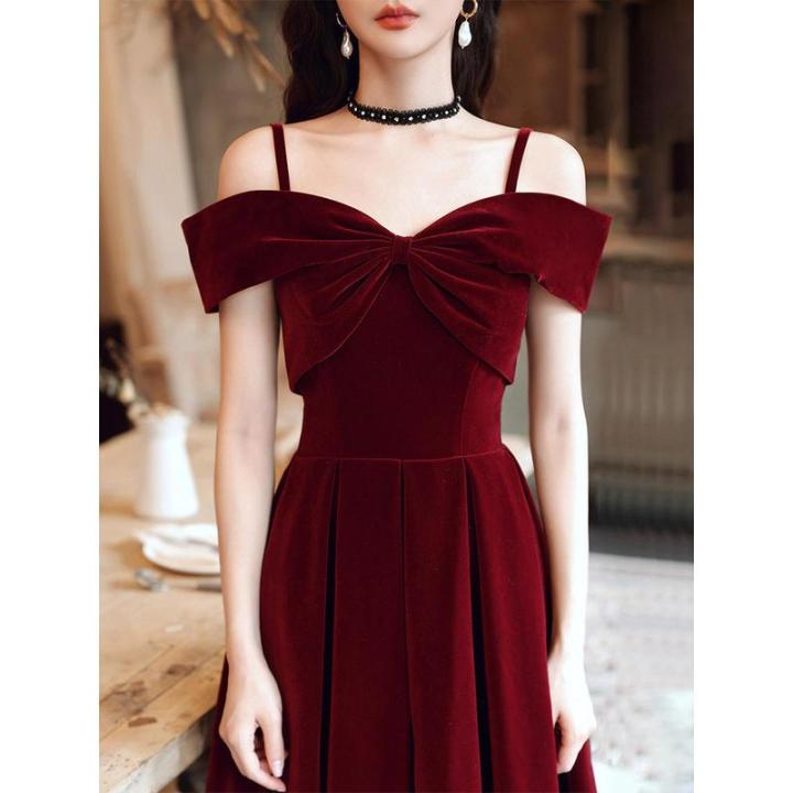 Red%20Toast%20Dress%20Bride2023New%20Marriage%20Engagement%20Back-to-Door%20Temperament%20Camisole%20Evening%20Dress%20for%20Women%20Daily%20Style%20-%20Image%205