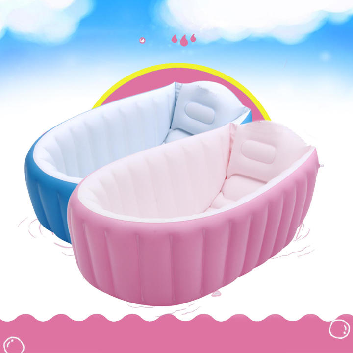 Portable inflatable baby bathtub with thickened folding for children