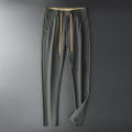 Autumn Black Pants Men New Zip Drawstring Casual Trousers Male Thick Soft Anti-wrinkle Elastic Waist Men Pants. 