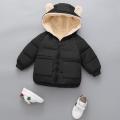 Children's down and Wadded Jacket Boys and Girls Children Fleece-Lined Thickened Hooded Cotton-Padded Jacket Baby Winter Mid-Length Warm Coat. 