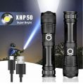 Rechargeable Zoom LED Flashlight USB Torch Light. 