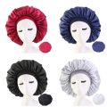 1Pc Reversible Satin Bonnet Hair Caps Double Layer Adjust Sleep Night Cap Head Cover Hat For Curly Springy Hair Styling Accessories.