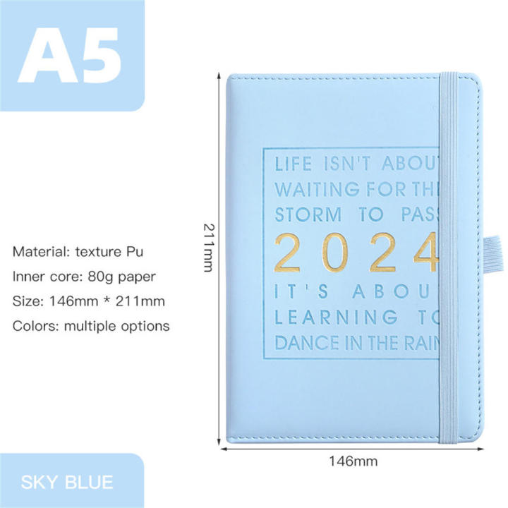 2024 Notebook Agenda A5 Portable Diary Journal for Office School Work Personal Creativity Student