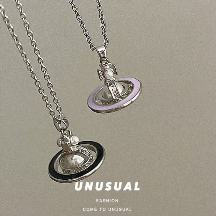 vivienne%20westwood%20%203D%20Saturn%20Pearl%20Pendant%20Necklace%20Vintage%20Luxury%20Advanced%20Sense%20-%20Image%206