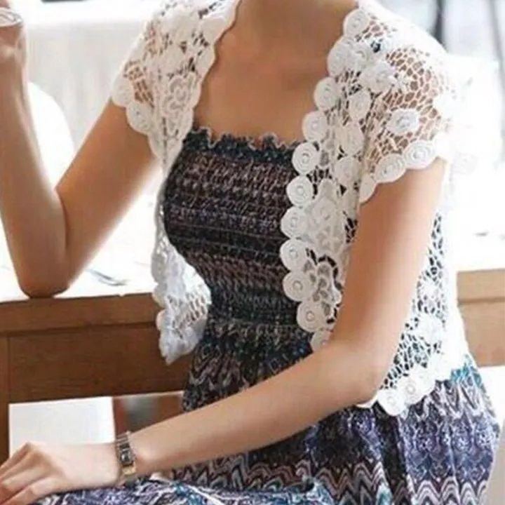 Women%20Summer%20Short%20Sleeve%20Crochet%20Shrugs%20Hollow%20Out%20Flower%20Lace%20Open%20Front%20Cropped%20Cardigan%20Sunscreen%20Scalloped%20Trim%20Bolero%20Jack%20-%20Image%206