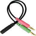 Headset Mic and Audio Splitter Cable,Headphone Stereo Y Jack Splitter Adapter, Male 3.5 mm to 2 Port 3.5 mm Famale for PC,Earphone,Tablet. 