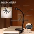Dual Heads 14 LED Touch Control Reading Light with 3 Colors 8 Brightness USB Rechargeable Eye Care Book Light Clip on Book/Desk.