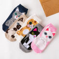 5 Pairs Dog Cat Cartoon Women Socks Kawaii Cotton Short Socks Cute Low Cut Ankle Korean Japanese Fashion Socks Girl. 
