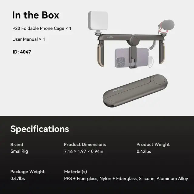 SmallRig%20Fold%20P20%20Mobile%20Pocket%20Video%20Rig%20for%20Mobile%20Phone%20with%2065-80mm%20Width%20Range%20With%20Cases%20On,%20W%20Cold%20Shoe%20for%20iPhone%2015/14%20-%20Image%207