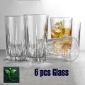 Nasir Diamond Cut Glass Set (N50T) – 6 Pcs Bar Tumblers for Water, Juice, Beer & Cocktails. 