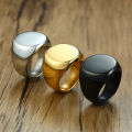 Simple 18k gold plated chunky rings jewelry wholesale bulk vintage championship stainless steel signet men engraved ring blanks.