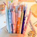 Macaron Color 6 pes set Cartoon 0.5mm Black ink Pen School Student Writing Exam Push Type.. 
