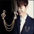 Rhinestone Musical Note Brooch For Men Suit Fashion Accessories.